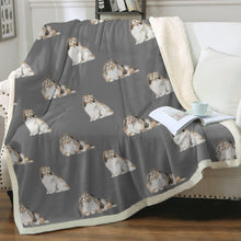 Load image into Gallery viewer, Watercolor Mahogany Sable Shelties Collies Fleece Blanket - 8 Colors-Blanket-Bedding, Blankets, Home Decor, Rough Collie, Shetland Sheepdog-Parisian Gray-Single-7