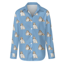 Load image into Gallery viewer, Watercolor Mahogany Sable Shelties Collies Women&#39;s Shirt-Apparel-Apparel, Dog Mom Gifts, Shirt-S-Sky Blue-23