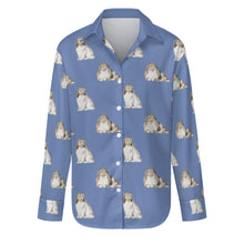 Load image into Gallery viewer, Watercolor Mahogany Sable Shelties Collies Women&#39;s Shirt-Apparel-Apparel, Dog Mom Gifts, Shirt-S-Slate Blue-26