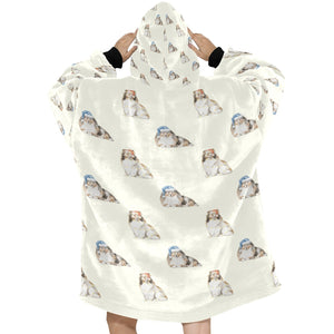 Watercolor Mahogany Shelties Collies Christmas Blanket Hoodie-Blanket-Apparel, Blanket Hoodie, Blankets, Dog Mom Gifts, Rough Collie, Shetland Sheepdog-15