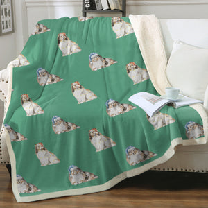 Watercolor Mahogany Shelties Collies Christmas Fleece Blanket - 8 Colors-Blanket-Bedding, Blankets, Christmas, Home Decor, Rough Collie, Shetland Sheepdog-8