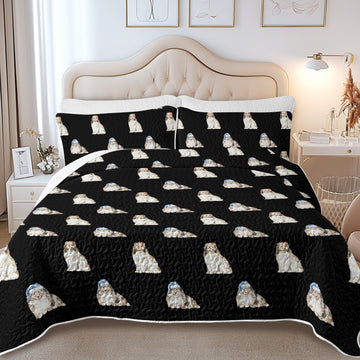 Watercolor Mahogany Shelties Collies Christmas Quilted Bedding Set-Bedding-Bedding,Blankets,Christmas,Home Decor-10