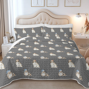 Watercolor Mahogany Shelties Collies Christmas Quilted Bedding Set-Bedding-Bedding,Blankets,Christmas,Home Decor-14