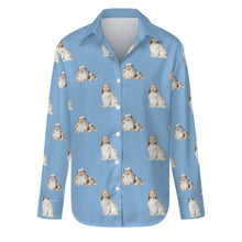 Load image into Gallery viewer, Watercolor Mahogany Shelties Collies Christmas Women&#39;s Shirt-Apparel-Apparel, Dog Mom Gifts, Rough Collie, Shetland Sheepdog, Shirt, Whippet-S-LightSkyBlue-16