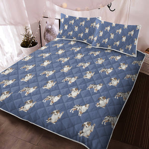 Watercolor Memories Australian Shepherds Quilted Bedding Set-Bedding-Australian Shepherd, Bedding, Blankets, Home Decor-12