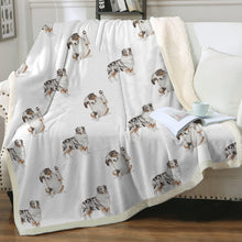Load image into Gallery viewer, Watercolor Memories Australian Shepherds Sherpa Fleece Blanket - 8 Colors-Blanket-Australian Shepherd, Bedding, Blankets, Home Decor-4