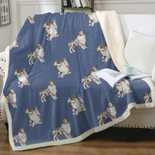 Load image into Gallery viewer, Watercolor Memories Australian Shepherds Sherpa Fleece Blanket - 8 Colors-Blanket-Australian Shepherd, Bedding, Blankets, Home Decor-6