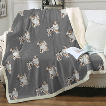 Load image into Gallery viewer, Watercolor Memories Australian Shepherds Sherpa Fleece Blanket - 8 Colors-Blanket-Australian Shepherd, Bedding, Blankets, Home Decor-Parisian Gray-Small-16