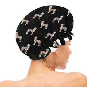 Watercolor Merle Great Dane Christmas Elastic Reusable Shower Caps-Accessories--36