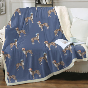 Watercolor Merle Great Dane Christmas Fleece Blanket - 8 Colors-Blanket-Bedding, Blankets, Christmas, Great Dane, Home Decor-5