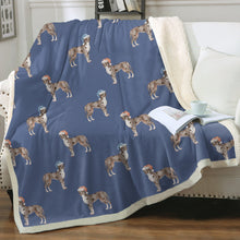 Load image into Gallery viewer, Watercolor Merle Great Dane Christmas Fleece Blanket - 8 Colors-Blanket-Bedding, Blankets, Christmas, Great Dane, Home Decor-Cornflower Blue-Single-19