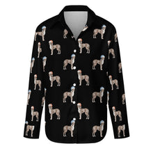 Load image into Gallery viewer, Watercolor Merle Great Dane Christmas Women&#39;s Shirt-Apparel-Apparel, Dog Mom Gifts, Great Dane, Shirt-Midnight Black-S-11