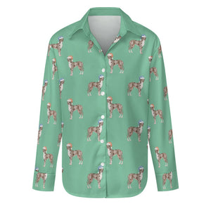 Watercolor Merle Great Dane Christmas Women's Shirt-Apparel-Apparel, Dog Mom Gifts, Great Dane, Shirt-Mint Green-S-29