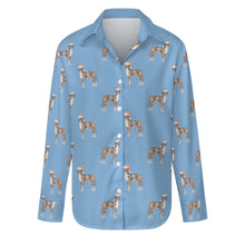 Load image into Gallery viewer, Watercolor Merle Great Dane Christmas Women&#39;s Shirt-Apparel-Apparel, Dog Mom Gifts, Great Dane, Shirt-Sky Blue-S-23