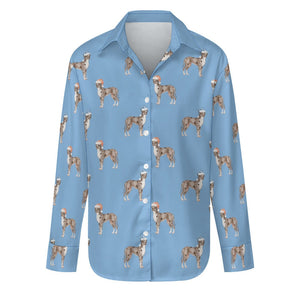 Watercolor Merle Great Dane Christmas Women's Shirt-Apparel-Apparel, Dog Mom Gifts, Great Dane, Shirt-Sky Blue-S-23