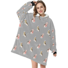 Load image into Gallery viewer, Watercolor Merriment Beagles Christmas Blanket Hoodie-Blanket-Apparel, Beagle, Blanket Hoodie, Blankets, Christmas, Dog Mom Gifts-32