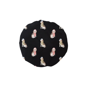 Watercolor Merriment Beagles Christmas Reusable Shower Caps Reusable Shower Caps-Accessories-Accessories, Beagle, Christmas, Dog Mom Gifts-Midnight Black-ONE SIZE-6