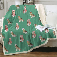 Load image into Gallery viewer, Watercolor Merriment Beagles Christmas Sherpa Fleece Blanket - 8 Colors-Blanket-Beagle, Bedding, Blankets, Home Decor-11