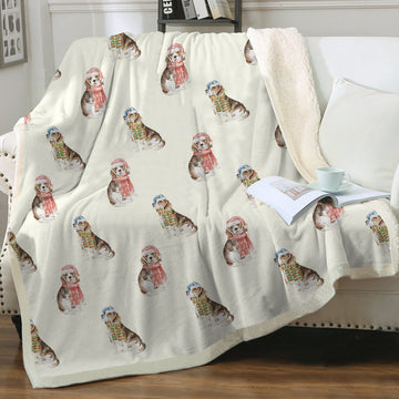 Watercolor Merriment Beagles Christmas Sherpa Fleece Blanket 8 Colors 12 360x