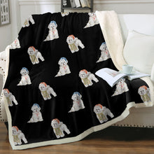 Load image into Gallery viewer, Watercolor Merriment Bichon Frise Christmas Fleece Blanket - 8 Colors-Blanket-Bedding, Bichon Frise, Blankets, Home Decor-15