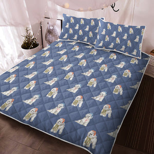 Watercolor Merriment Bichon Frise Christmas Quilted Bedding Set-Bedding-Bedding, Bichon Frise, Blankets, Christmas, Home Decor-12