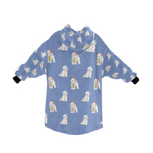 Load image into Gallery viewer, Watercolor Merriment Bichon Frises Christmas Blanket Hoodie-Blanket-Apparel, Bichon Frise, Blanket Hoodie, Blankets, Christmas, Dog Mom Gifts-18