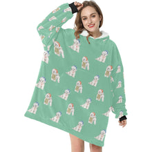 Load image into Gallery viewer, Watercolor Merriment Bichon Frises Christmas Blanket Hoodie-Blanket-Apparel, Bichon Frise, Blanket Hoodie, Blankets, Christmas, Dog Mom Gifts-23