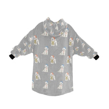 Load image into Gallery viewer, Watercolor Merriment Bichon Frises Christmas Blanket Hoodie-Blanket-Apparel, Bichon Frise, Blanket Hoodie, Blankets, Christmas, Dog Mom Gifts-30