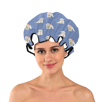 Watercolor Merriment Bichon Frises Christmas Reusable Shower Caps-Accessories-Accessories, Bichon Frise, Christmas, Dog Mom Gifts-1