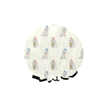 Watercolor Merriment Bichon Frises Christmas Reusable Shower Caps-Accessories-Accessories, Bichon Frise, Christmas, Dog Mom Gifts-9