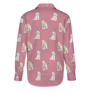 Watercolor Merriment Bichon Frises Christmas Women's Shirt-Apparel--13