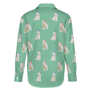 Watercolor Merriment Bichon Frises Christmas Women's Shirt-Apparel--29