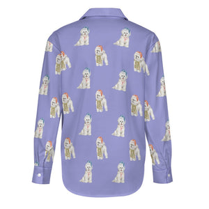 Watercolor Merriment Bichon Frises Christmas Women's Shirt-Apparel--35