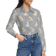 Load image into Gallery viewer, Watercolor Merriment Bichon Frises Christmas Women&#39;s Shirt-Apparel--36