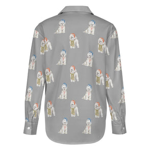 Watercolor Merriment Bichon Frises Christmas Women's Shirt-Apparel--39