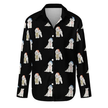 Load image into Gallery viewer, Watercolor Merriment Bichon Frises Christmas Women&#39;s Shirt-Apparel-S-Black-41