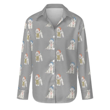 Load image into Gallery viewer, Watercolor Merriment Bichon Frises Christmas Women&#39;s Shirt-Apparel-S-DarkGray-37