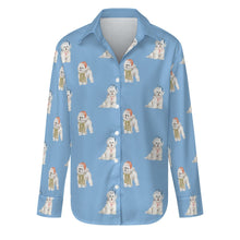 Load image into Gallery viewer, Watercolor Merriment Bichon Frises Christmas Women&#39;s Shirt-Apparel-S-LightSkyBlue-16