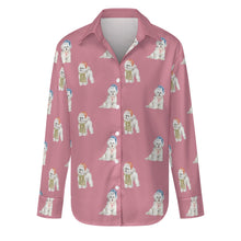 Load image into Gallery viewer, Watercolor Merriment Bichon Frises Christmas Women&#39;s Shirt-Apparel-S-PaleVioletRed-15