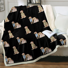 Load image into Gallery viewer, Watercolor Merriment French Mastiff Christmas Fleece Blanket - 8 Colors-Blanket-Bedding, Blankets, Christmas, French Mastiff, Home Decor-Midnight Black-Single-15