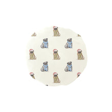 Load image into Gallery viewer, Watercolor Merriment Pugs Christmas Elastic Reusable Shower Caps-Accessories-Accessories, Christmas, Dog Mom Gifts, Pug-Ivory White-ONE SIZE-1