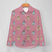 Watercolor Merriment Pugs Christmas Women's Shirt-Apparel-Apparel, Dog Mom Gifts, Pug, Shirt-14