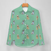 Watercolor Merriment Pugs Christmas Women's Shirt-Apparel-Apparel, Dog Mom Gifts, Pug, Shirt-31