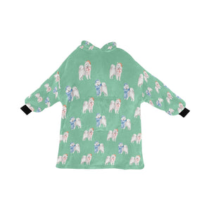 Watercolor Merriment Samoyed Christmas Blanket Hoodie-Blanket-Apparel, Blanket Hoodie, Blankets, Dog Mom Gifts, Samoyed-Mint Green-ONE SIZE-28