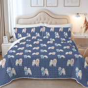 Watercolor Merriment Samoyed Christmas Quilted Bedding Set-Bedding-Bedding,Blankets,Christmas,Home Decor-7