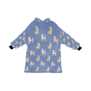 Watercolor Merriment Shiba Inus Christmas Blanket Hoodie-Blanket-Apparel, Blanket Hoodie, Blankets, Dog Mom Gifts, Shiba Inu-Slate Blue-ONE SIZE-25