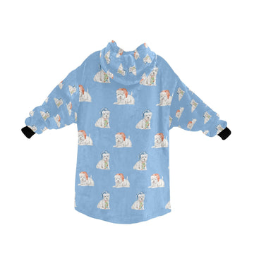 Watercolor Merriment Westies Christmas Blanket Hoodie-Blanket-Apparel, Blanket Hoodie, Blankets, Dog Mom Gifts, West Highland Terrier-23