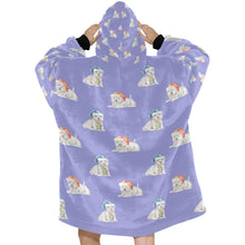 Load image into Gallery viewer, Watercolor Merriment Westies Christmas Blanket Hoodie-Blanket-Apparel, Blanket Hoodie, Blankets, Dog Mom Gifts, West Highland Terrier-33