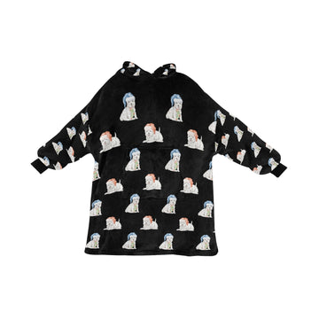 Watercolor Merriment Westies Christmas Blanket Hoodie-Blanket-Apparel, Blanket Hoodie, Blankets, Dog Mom Gifts, West Highland Terrier-Midnight Black-ONE SIZE-10
