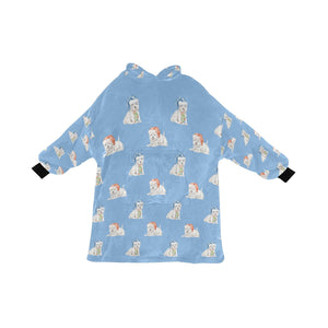 Watercolor Merriment Westies Christmas Blanket Hoodie-Blanket-Apparel, Blanket Hoodie, Blankets, Dog Mom Gifts, West Highland Terrier-Sky Blue-ONE SIZE-22